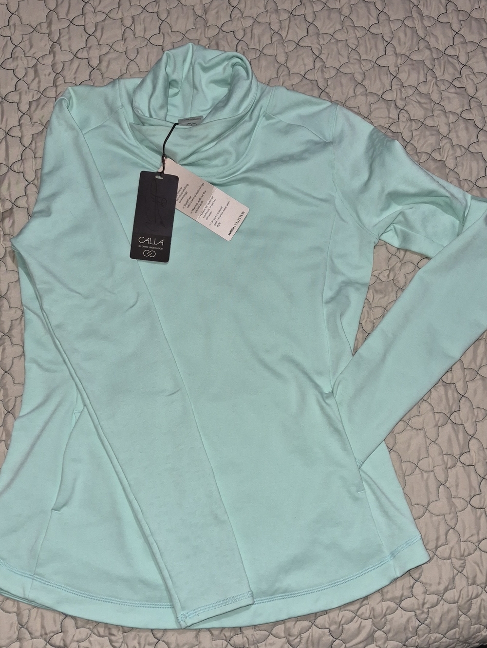 CALIA by Carrie Underwood Aqua Long-Sleeve Mock Neck Top